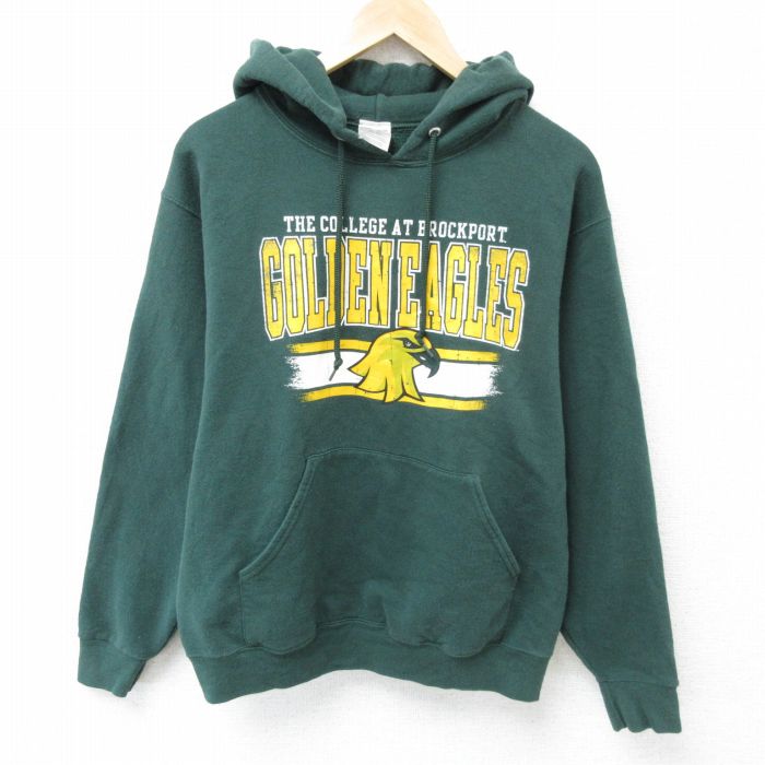 【50%OFF】M★古着 ラッセル 長袖 スウェット パーカー メンズ 00年代 00s ゴールデンイーグルス カレッジ 濃緑 グリーン 25may01 中古 スエット トレーナー トップス