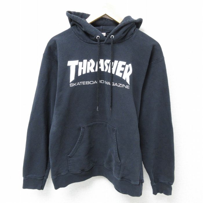 S★古着 スラッシャー 長袖 スウェット パーカー メンズ ビッグロゴ クルーネック 黒 ブラック 25may01 中古 スエット トレーナー トップス
