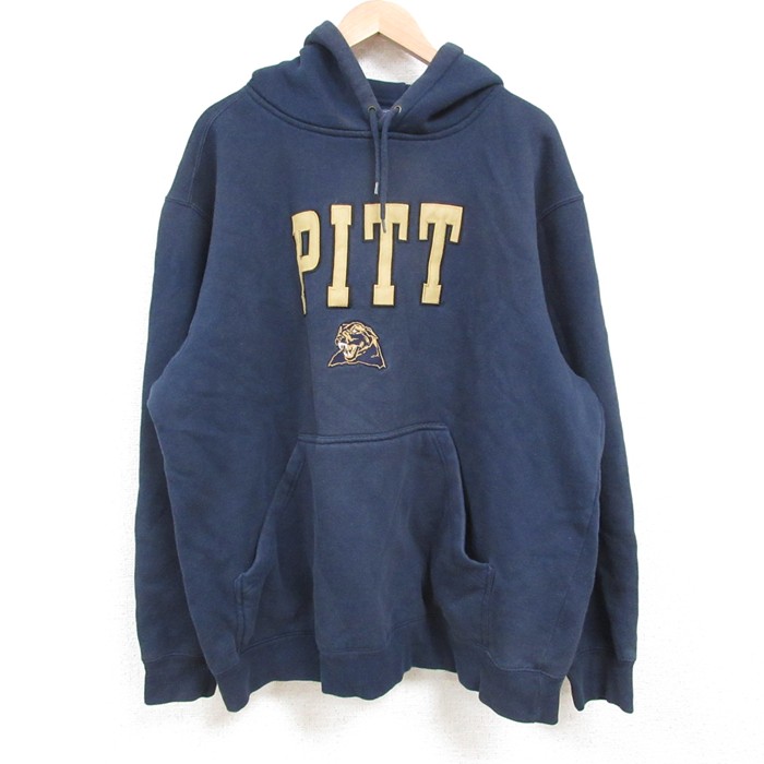 【50%OFF】XL★古着 長袖 スウェット パーカー メンズ 00年代 00s PITT 大きいサイズ 濃紺 ネイビー 25may02 中古 スエット トレーナー トップス