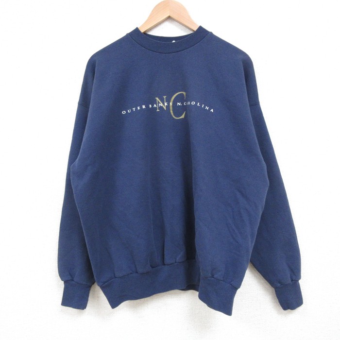 【50%OFF】XL★古着 ヘインズ Hanes 長袖 スウェット メンズ 00年代 00s NC 大きいサイズ クルーネック 紺 ネイビー 25may02 中古 スエット トレーナー トップス