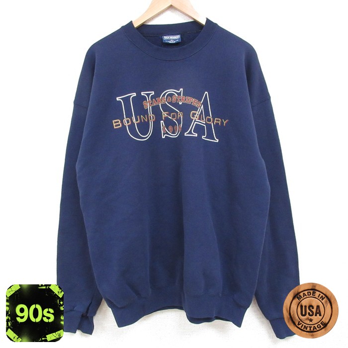 バンヒューセン 90s 長袖スウェット USAロゴ ネイビー XL | 古着