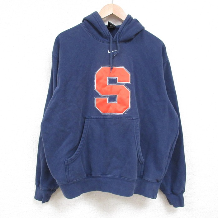 L★古着 ナイキ 長袖 スウェット パーカー メンズ 00年代 00s S 紺 ネイビー 25may02 中古 スエット トレーナー トップス