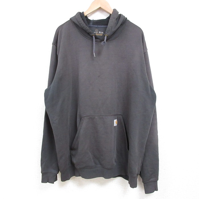 XL★古着 カーハート Carhartt 長袖 スウェット パーカー メンズ ビッグロゴ 大きいサイズ 黒 ブラック 25may02 中古 スエット トレーナー トップス