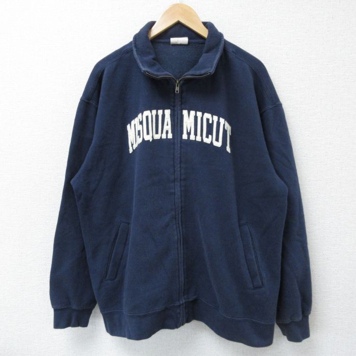 XL★古着 MVスポーツ 長袖 フルジップ スウェット メンズ ミスクアミカット 大きいサイズ 紺 ネイビー 25may07 中古 スエット トレーナー トップス