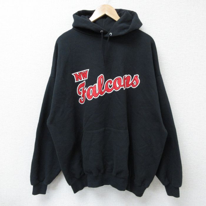 XL★古着 ジャージーズ 長袖 スウェット パーカー メンズ NFL アトランタファルコンズ 大きいサイズ 黒 ブラック アメフト スーパーボウル 25may07 中古 スエット トレーナー トップス