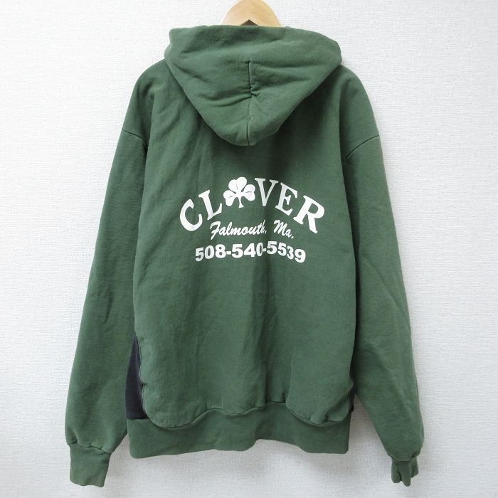 【50%OFF】【50%OFF】XL★古着 ケルスポーツ 長袖 スウェット パーカー メンズ 90年代 90s クローバー 大きいサイズ USA製 緑 グリーン 【spe】 25may08 中古 スエット トレーナー トップス