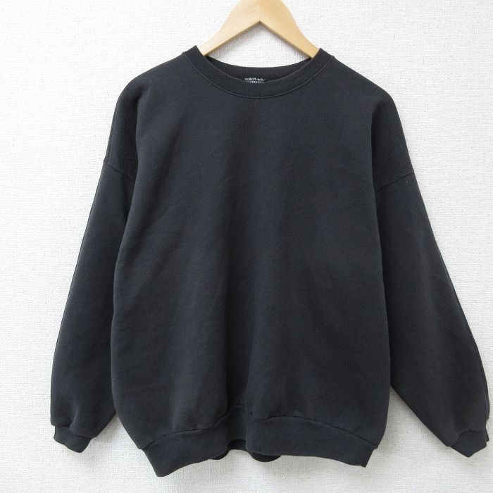 XL★古着 ヘインズ Hanes 長袖 スウェット メンズ 00年代 00s 無地 大きいサイズ クルーネック 黒 ブラック 25may08 中古 スエット トレーナー トップス