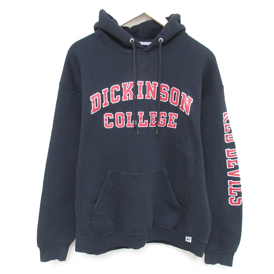 L★古着 ラッセル 長袖 スウェット パーカー メンズ 00年代 00s カレッジ 黒 ブラック 25may12 中古 スエット トレーナー トップス