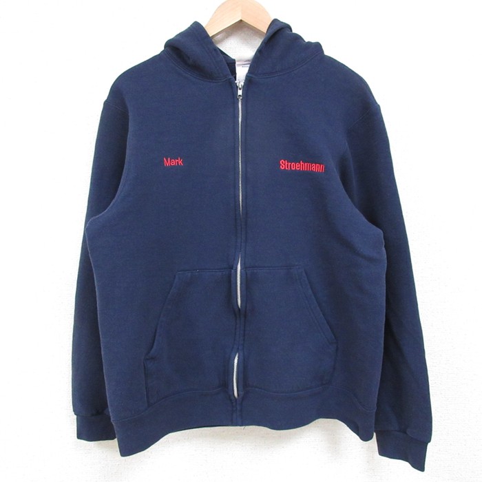 M★古着 長袖 フルジップ スウェット パーカー メンズ 00年代 00s Mark 紺 ネイビー 25may10 中古 スエット トレーナー トップス