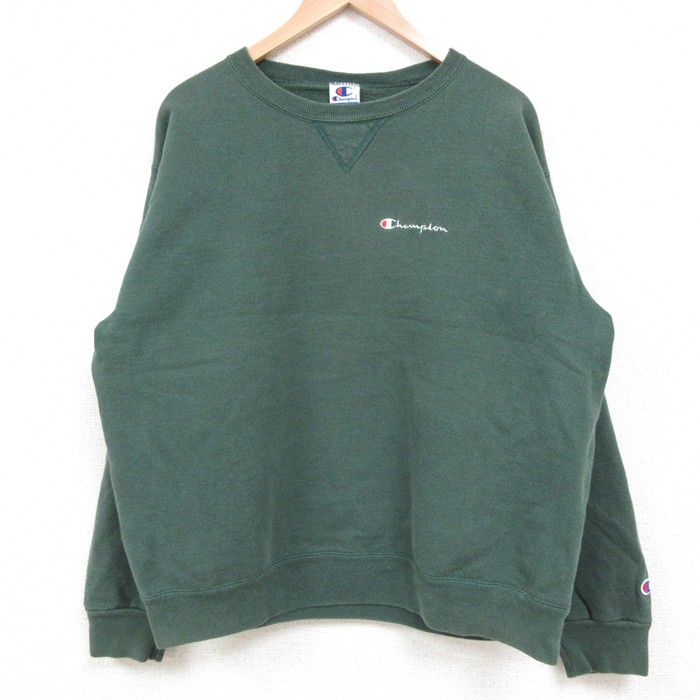 【50%OFF】XL★古着 チャンピオン champion 長袖 スウェット メンズ 90年代 90s クルーネック USA製 緑 グリーン 25may13 中古 スエット トレーナー トップス