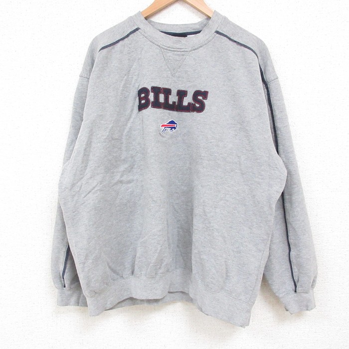 XL★古着 長袖 スウェット メンズ 00年代 00s NFL バッファロービルズ クルーネック グレー 霜降り アメフト スーパーボウル 25may22 中古 スエット トレーナー トップス