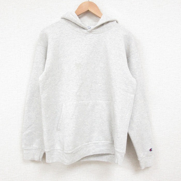 M★古着 チャンピオン champion 長袖 スウェット パーカー メンズ 90年代 90s 無地 USA製 薄グレー 霜降り 25may22 中古 スエット トレーナー トップス