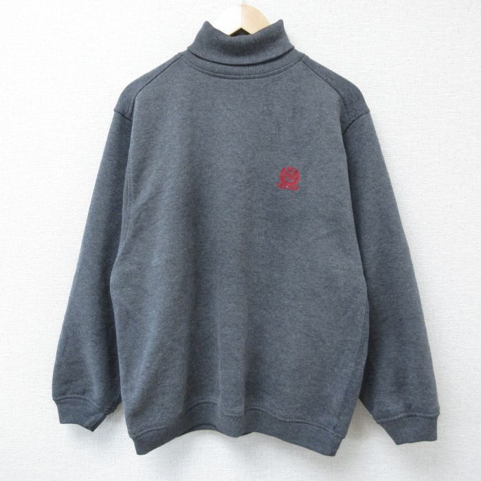 【50%OFF】L★古着 ギャップ GAP スポーツ 長袖 スウェット メンズ 00年代 00s タートルネック ハイネック 濃グレー 霜降り 25may14 中古 スエット トレーナー トップス