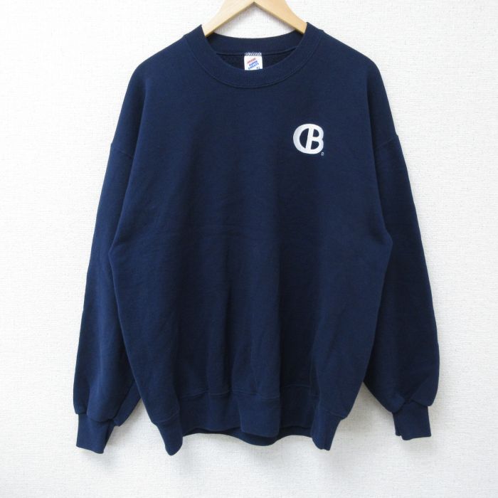 XL★古着 ジャージーズ 長袖 スウェット メンズ 90年代 90s CB クルーネック USA製 紺 ネイビー 25may14 中古 スエット トレーナー トップス