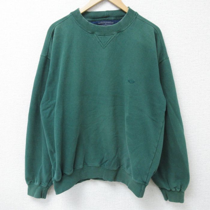 XL★古着 ドッカーズ 長袖 スウェット メンズ 90年代 90s ワンポイントロゴ クルーネック 緑 グリーン 25may14 中古 スエット トレーナー トップス
