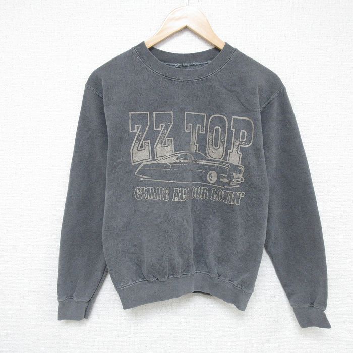 S★古着 長袖 ロック バンド スウェット メンズ ZZTOP クルーネック 濃グレー 【spe】 25may21 中古 スエット トレーナー トップス