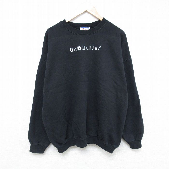 XL★古着 ヘインズ Hanes 長袖 スウェット メンズ 00年代 00s UnDEciDed 大きいサイズ クルーネック 黒 ブラック 25may20 中古 スエット トレーナー トップス