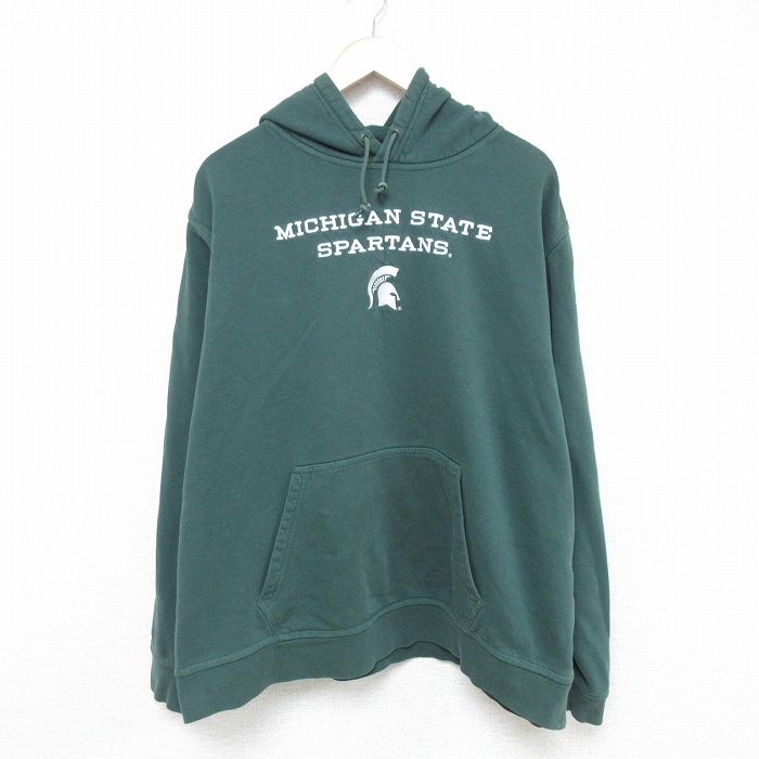 【50%OFF】XL★古着 ナイキ NIKE 長袖 スウェット パーカー メンズ ミシガン 大きいサイズ 緑 グリーン 25may20 中古 スエット トレーナー トップス