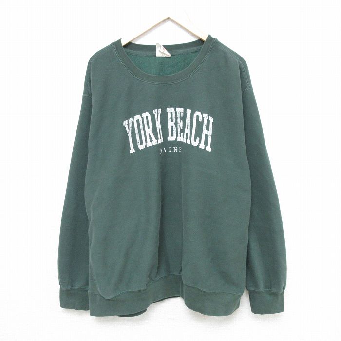 【20%OFF】XL★古着 MVスポーツ 長袖 スウェット メンズ 00年代 00s YORK 大きいサイズ クルーネック 緑 グリーン 25may20 中古 スエット トレーナー トップス