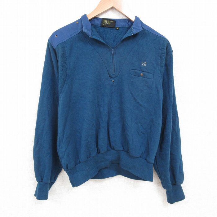 90s 長袖ハーフジップスウェット グリーン XL | 古着