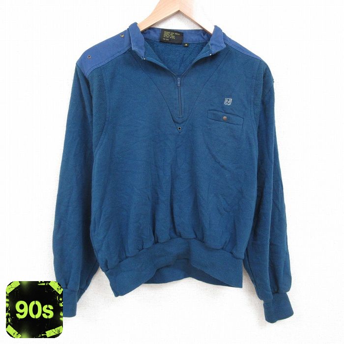90s 長袖ハーフジップスウェット グリーン XL | 古着
