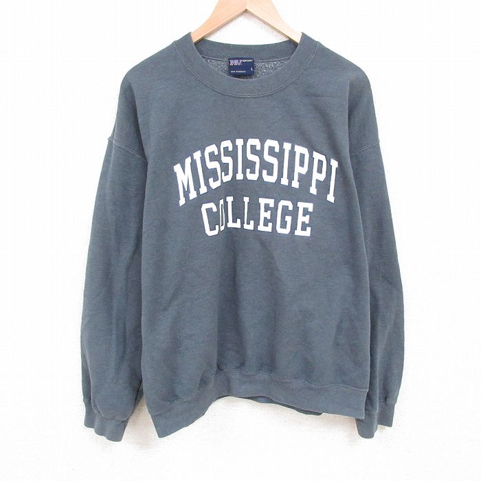 XL★古着 MVスポーツ 長袖 スウェット メンズ ミシシッピ 大きいサイズ クルーネック グレー 霜降り 25may23 中古 スエット トレーナー トップス