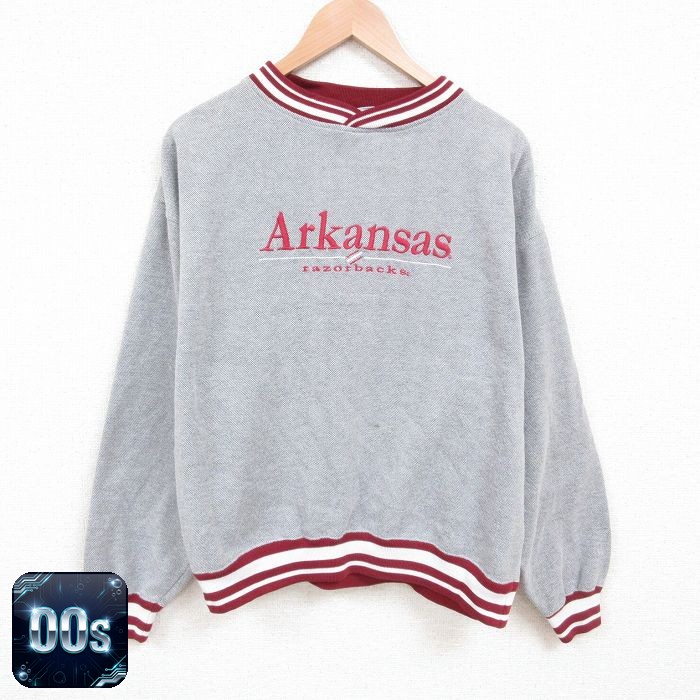 00s 長袖スウェット Arkansas刺繍 グレー XL | 古着