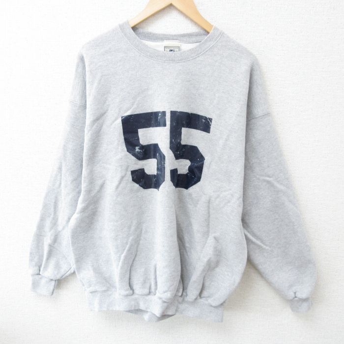 XL★古着 リー Lee 長袖 スウェット メンズ 00年代 00s RYAN 55 クルーネック グレー 霜降り 25may22 中古 スエット トレーナー トップス