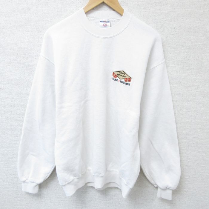 【50%OFF】L★古着 ジャージーズ 長袖 スウェット メンズ 00年代 00s カジノ サイコロ クルーネック 白 ホワイト 25may22 中古 スエット トレーナー トップス