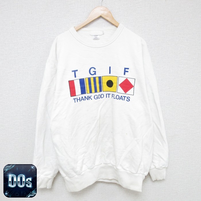 00s 長袖スウェット TGIF ホワイト XL | 古着