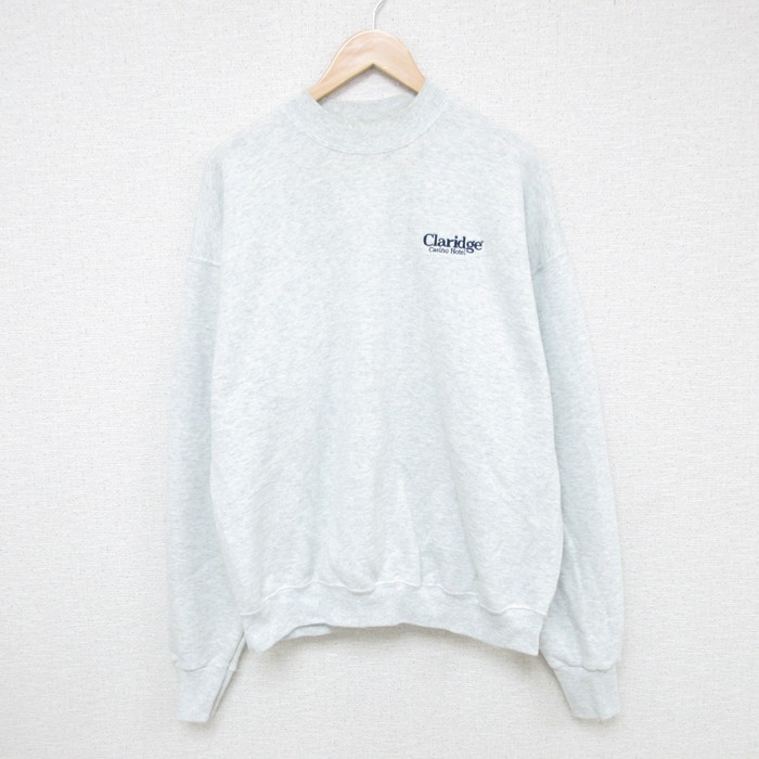 【50%OFF】XL★古着 フルーツオブザルーム 長袖 スウェット メンズ 00年代 00s Claridge モックネック ハイネック 薄グレー 霜降り 25may23 中古 スエット トレーナー トップス