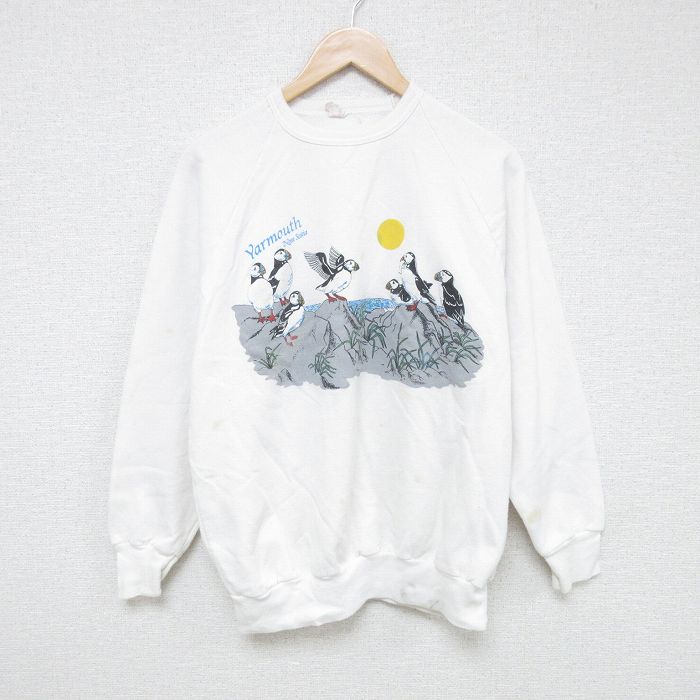 80s ラグランスウェット 鳥 ホワイト L | 古着