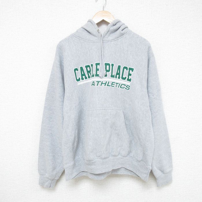XL★古着 MVスポーツ 長袖 スウェット パーカー メンズ カールプレイス 大きいサイズ グレー 霜降り 25may27 中古 スエット トレーナー トップス