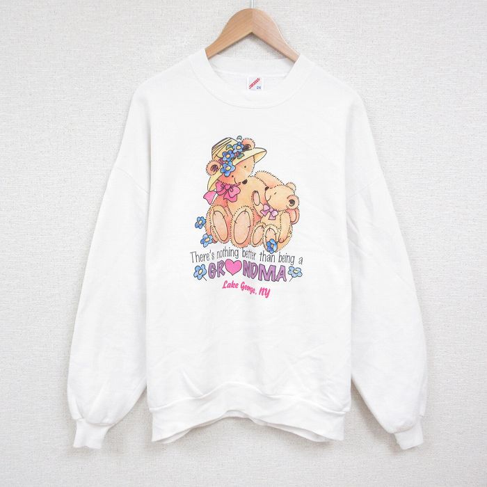 ジャージーズ 90s 長袖スウェット クマ ホワイト XL | 古着