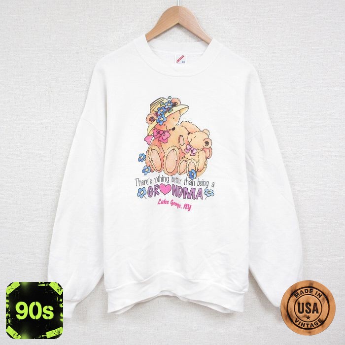 ジャージーズ 90s 長袖スウェット クマ ホワイト XL | 古着