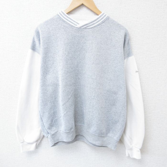 【50%OFF】L★古着 長袖 スウェット メンズ 90年代 90s クルーネック グレー他 霜降り 25may28 中古 スエット トレーナー トップス