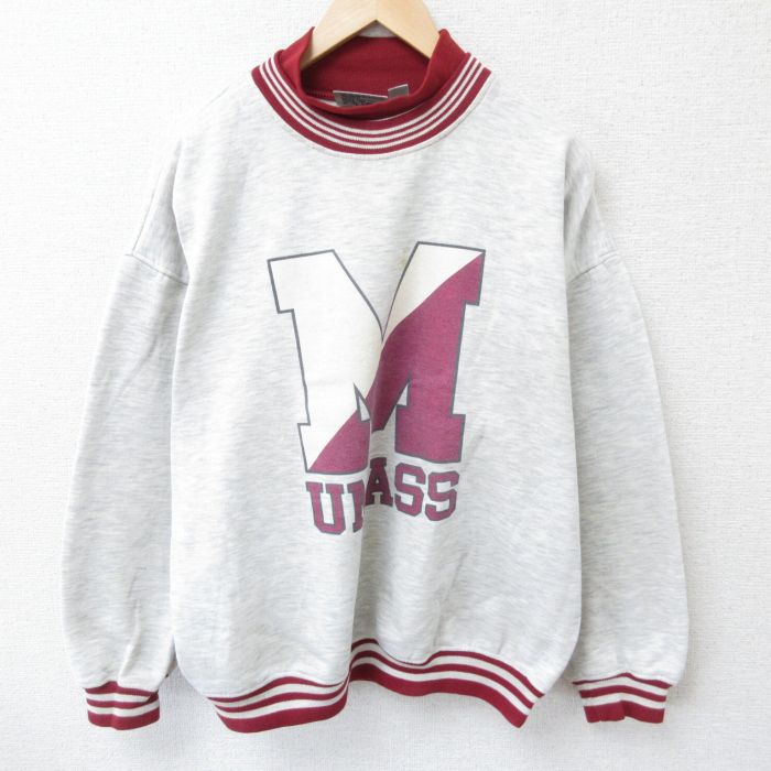 XL★古着 長袖 スウェット メンズ 90年代 90s M クルーネック 薄グレー 霜降り 25may28 中古 スエット トレーナー トップス