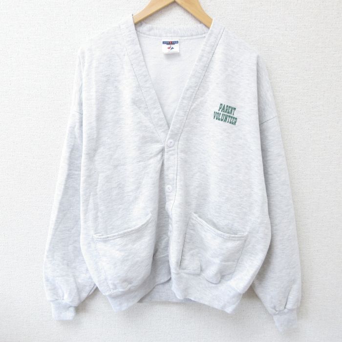 XL★古着 ジャージーズ 長袖 スウェット カーディガン メンズ 00年代 00s 恐竜 Vネック 薄グレー 霜降り 25may28 中古 スエット トレーナー トップス
