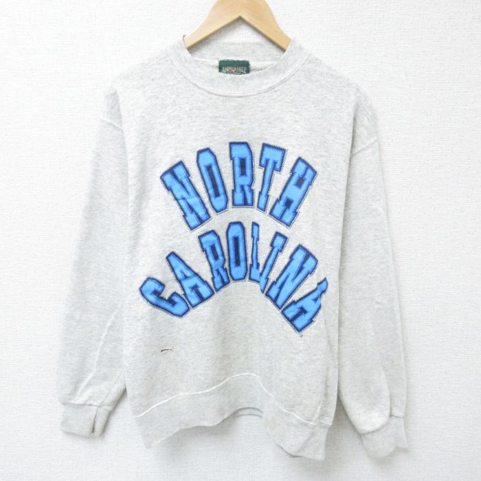 M★古着 アメリカンイーグル American Eagle 長袖 スウェット メンズ 90年代 90s ノースカロライナ クルーネック グレー 霜降り 25may28 中古 スエット トレーナー トップス