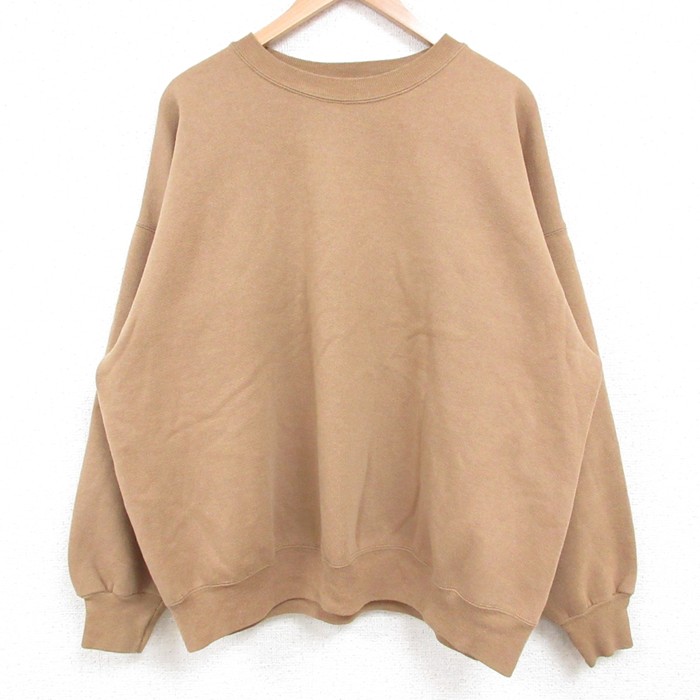 XL★古着 ヘインズ Hanes 長袖 スウェット メンズ 00年代 00s 無地 大きいサイズ クルーネック ベージュ カーキ 25may29 中古 スエット トレーナー トップス