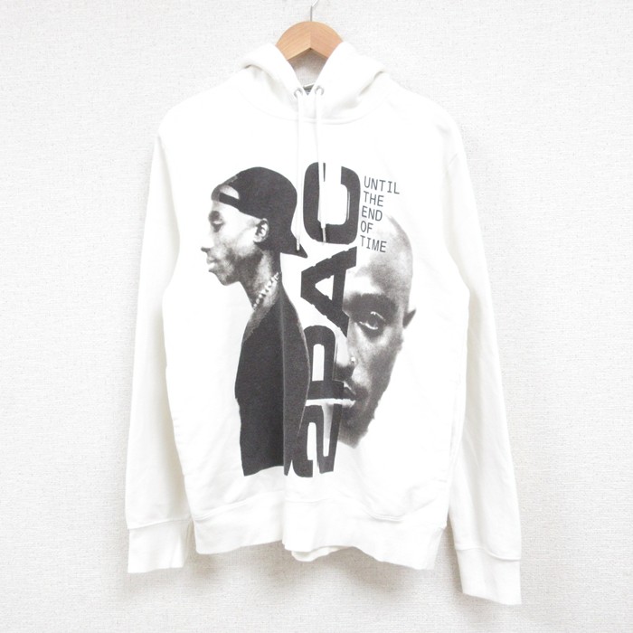 M★古着 長袖 ヒップホップ ラップ スウェット パーカー メンズ トゥパック 2パック 2PAC 白 ホワイト 25may29 中古 スエット トレーナー トップス