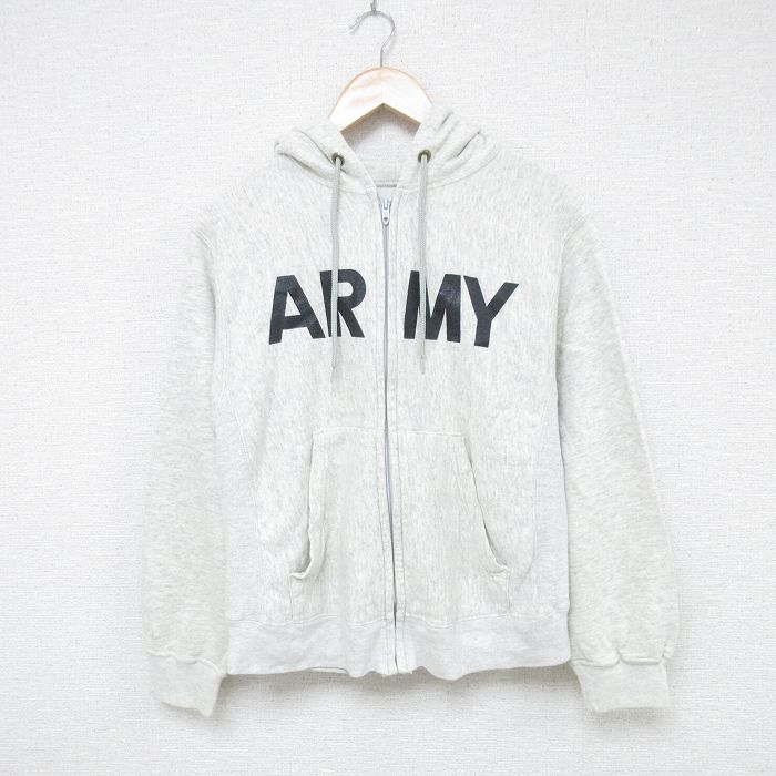 【20%OFF】S★古着 長袖 フルジップ スウェット パーカー メンズ 90年代 90s ミリタリー アーミー ARMY タロン 薄グレー 霜降り 25may28 中古 スエット トレーナー トップス
