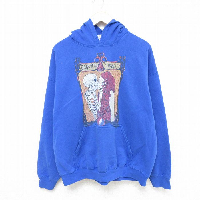 【20%OFF】XL★古着 長袖 ロック バンド スウェット パーカー メンズ 00年代 00s グレイトフルデッド 青 ブルー 25may28 中古 スエット トレーナー トップス