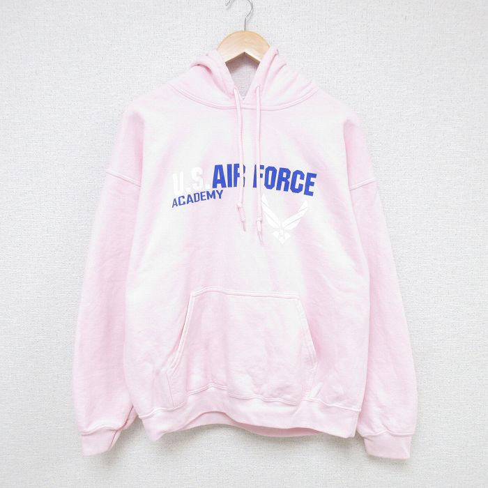 XL★古着 長袖 スウェット パーカー メンズ 00年代 00s ミリタリー USエアフォース ピンク 25may28 中古 スエット トレーナー トップス