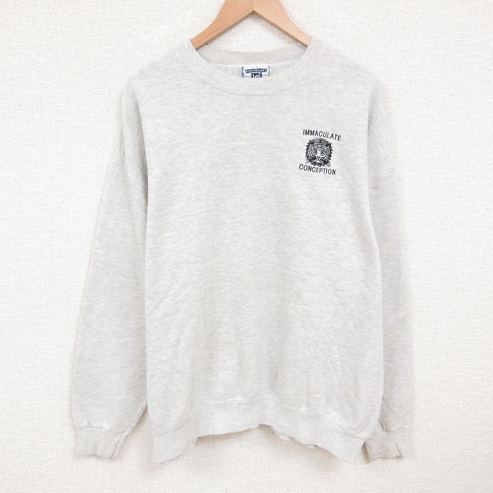 XL★古着 リー Lee 長袖 スウェット メンズ 90年代 90s トラ 大きいサイズ クルーネック USA製 薄グレー 霜降り 25may28 中古 スエット トレーナー トップス