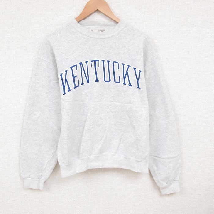 【20%OFF】L★古着 長袖 スウェット メンズ 90年代 90s ケンタッキー クルーネック USA製 薄グレー 霜降り 25may28 中古 スエット トレーナー トップス