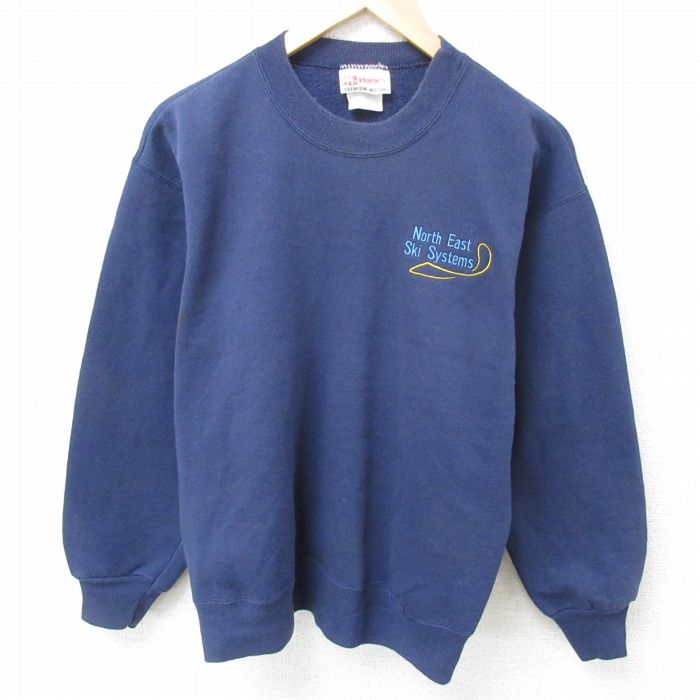 M★古着 ヘインズ Hanes 長袖 スウェット メンズ ノースイースト クルーネック 紺 ネイビー 25may29 中古 スエット トレーナー トップス