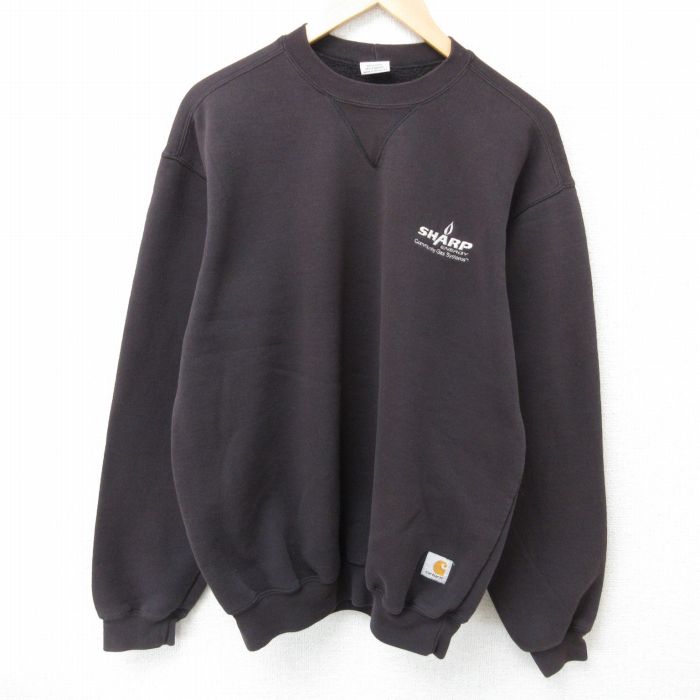 XL★古着 カーハート Carhartt 長袖 スウェット メンズ SHARP クルーネック 黒 ブラック 25may29 中古 スエット トレーナー トップス
