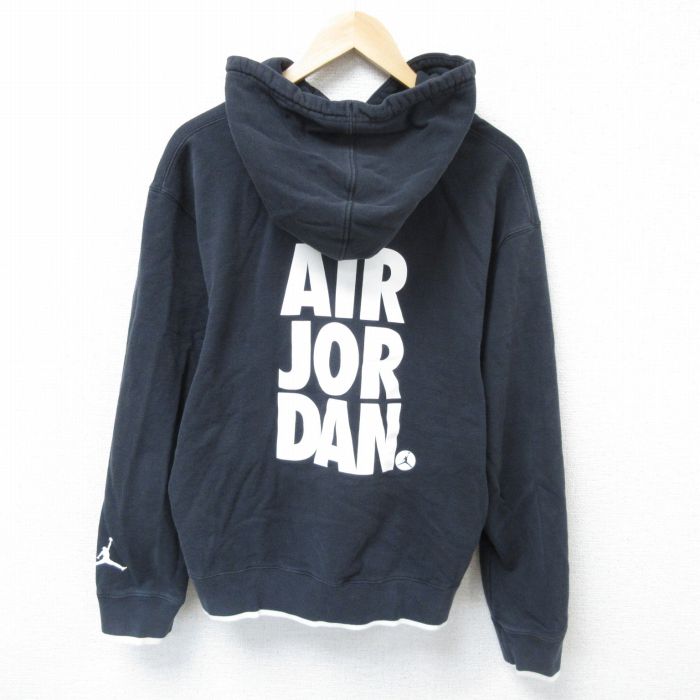 【20%OFF】M★古着 長袖 スウェット パーカー メンズ マイケルジョーダン エアジョーダン 黒 ブラック 25may29 中古 スエット トレーナー トップス