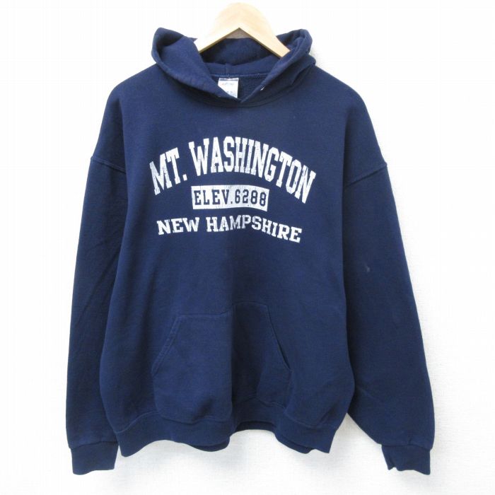 XL★古着 ジャージーズ 長袖 スウェット パーカー メンズ 00年代 00s ニューハンプシャー 紺 ネイビー 25may29 中古 スエット トレーナー トップス